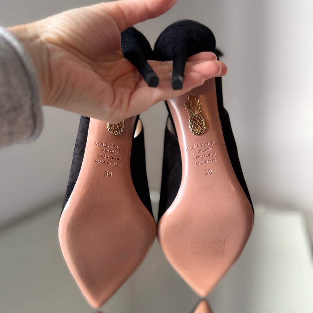New 🖤 Aquazzura Black Bow Tie Pumps Deneuve 85 39 $885 - Picture 7 of 12